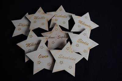 Personnalisation marque-places étoile - Décoration table de Noël